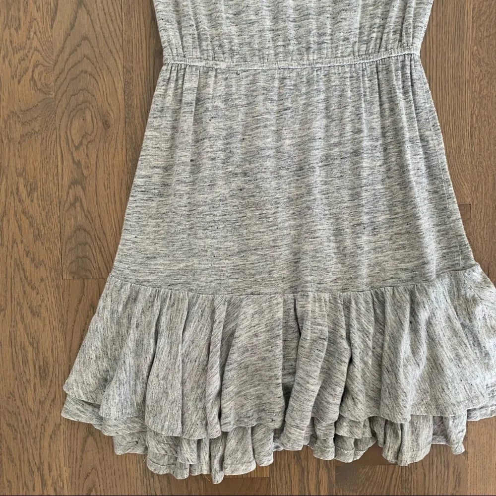 Rebecca Taylor Linen Jersey Tiered Gray Ruffle Dress Heather Grey Extra Small